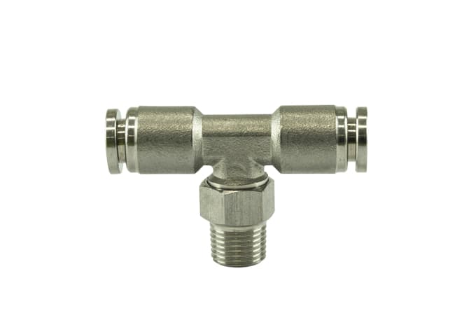 1/8" NPT to TEE 1/4" pushloc stainless steel