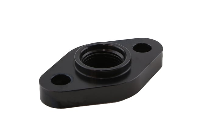 Billet AN-10 orb Turbo Drain adapter with Silicon O-ring.  52.4mm Mounting Holes - Large frame universal fit.