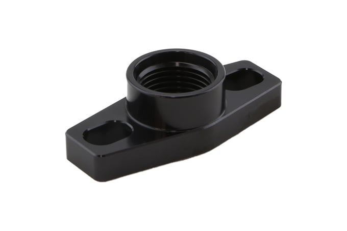 Billet AN-8 orb Turbo Drain adapter with Silicon O-ring. 38 - 44mm slotted hole center - small frame universal fit.